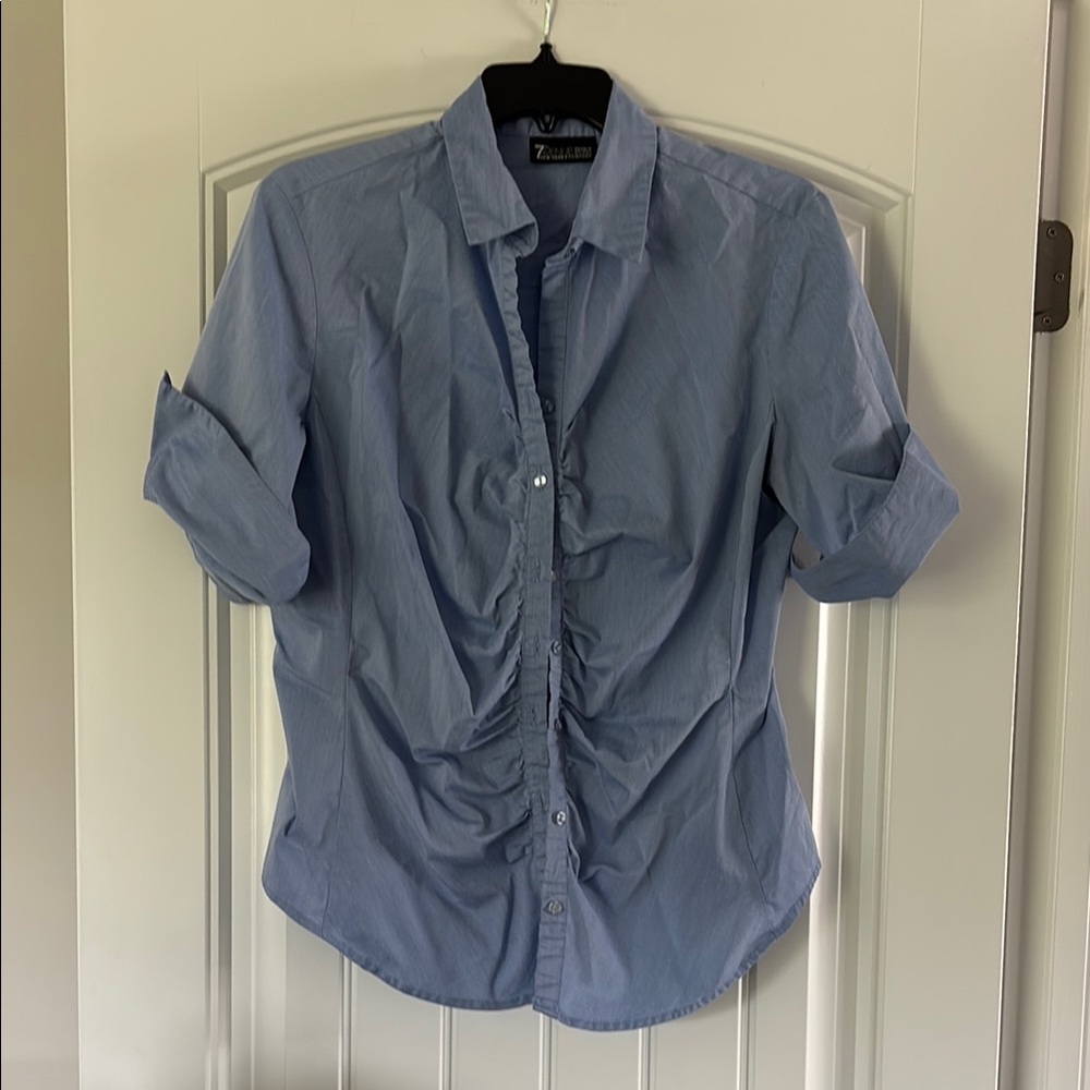New York & Company Blue Casual Button Down Shirt